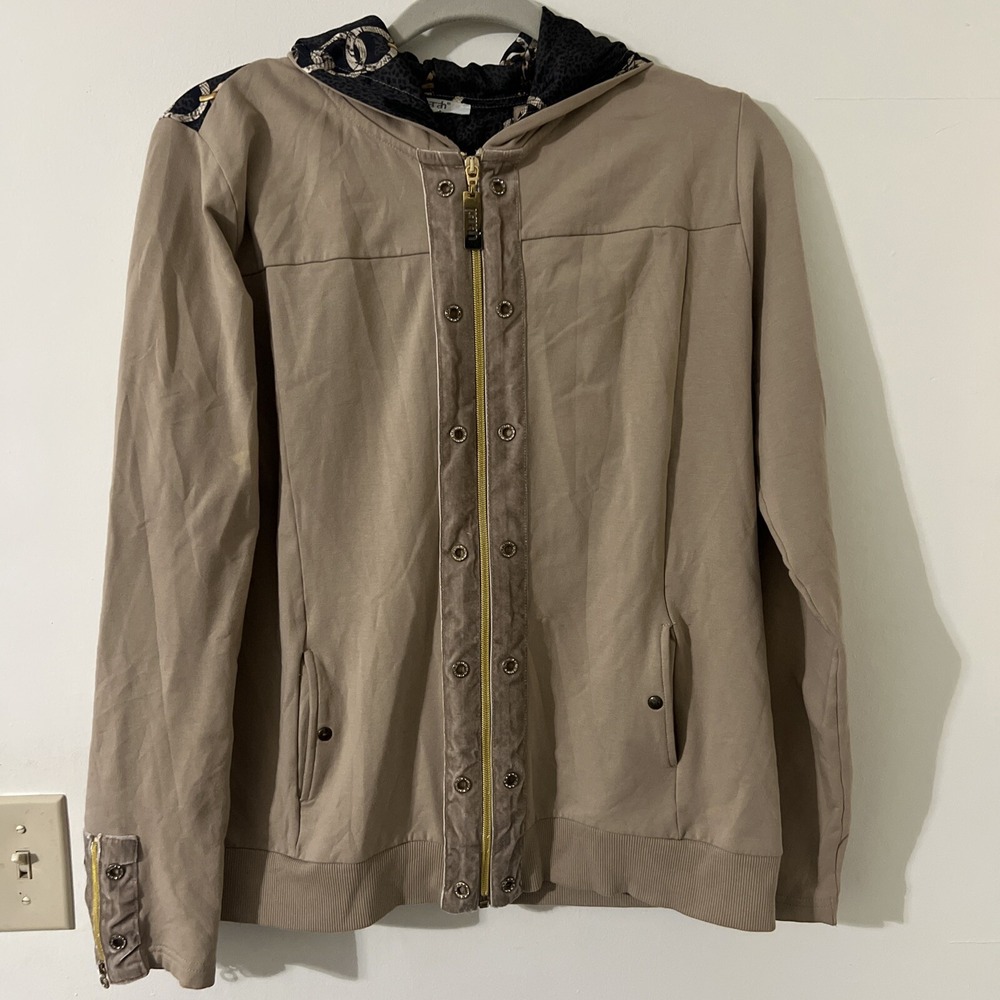 Parah Beige Full Zip Hooded Jacket Women's Size Medium